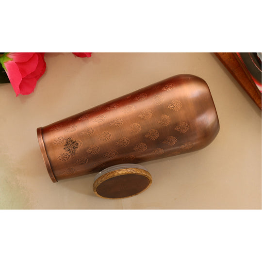 Copper Bedroom Bottle With Hammered Design & Lacquer Coated