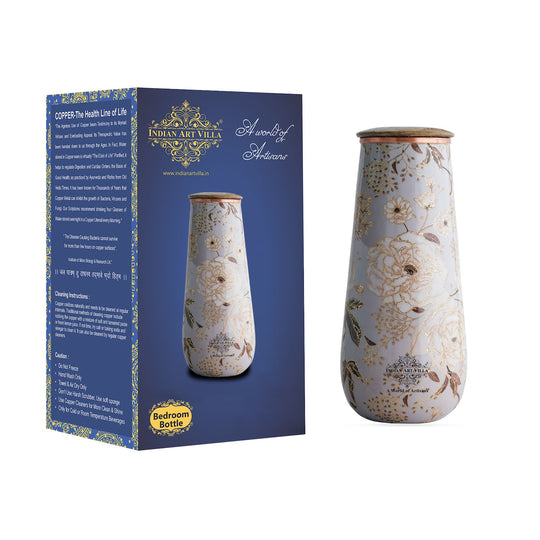 Pure Copper Bedroom Bottle with Golden Print Design 1500 ML
