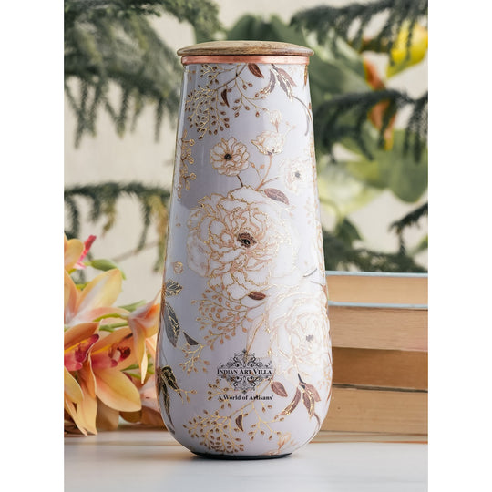 Pure Copper Bedroom Bottle with Golden Print Design 1500 ML