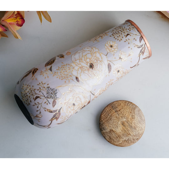 Pure Copper Bedroom Bottle with Golden Print Design 1500 ML