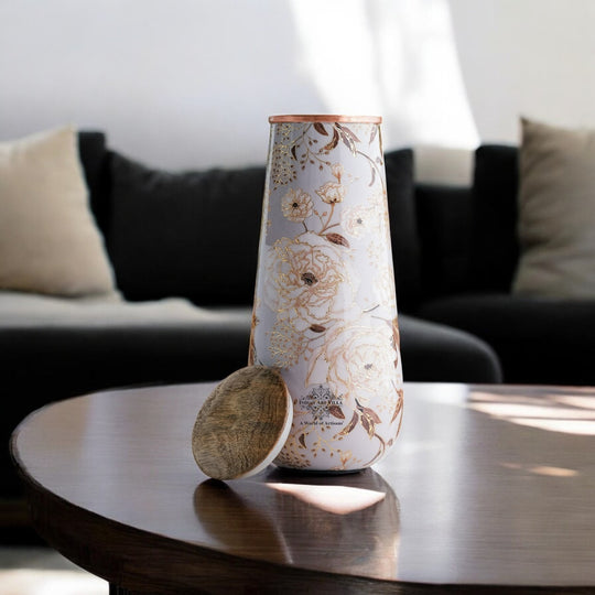 Pure Copper Bedroom Bottle with Golden Print Design 1500 ML