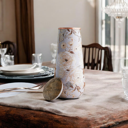 Pure Copper Bedroom Bottle with Golden Print Design 1500 ML