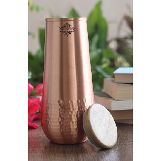 Copper Bedroom Bottle With Hammered Design & Lacquer Coated