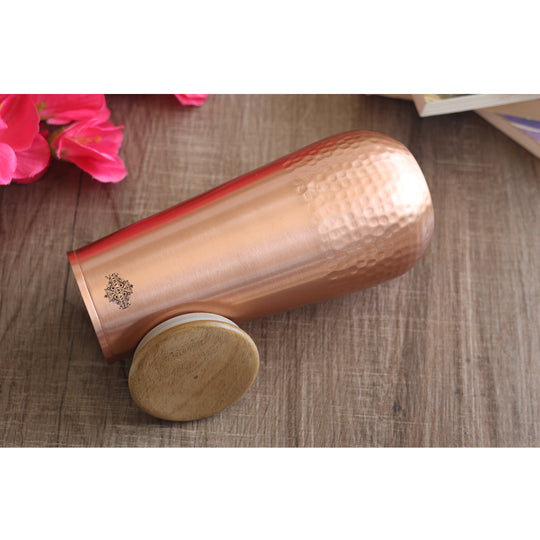 Copper Bedroom Bottle With Hammered Design & Lacquer Coated
