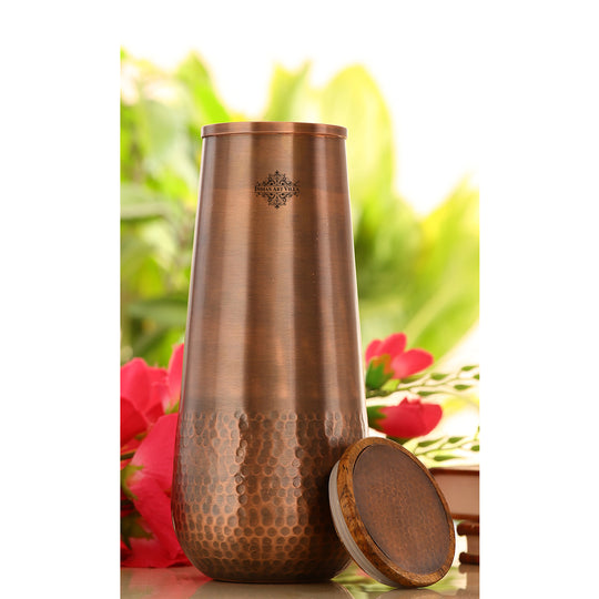 Copper Bedroom Bottle With Hammered Design & Lacquer Coated