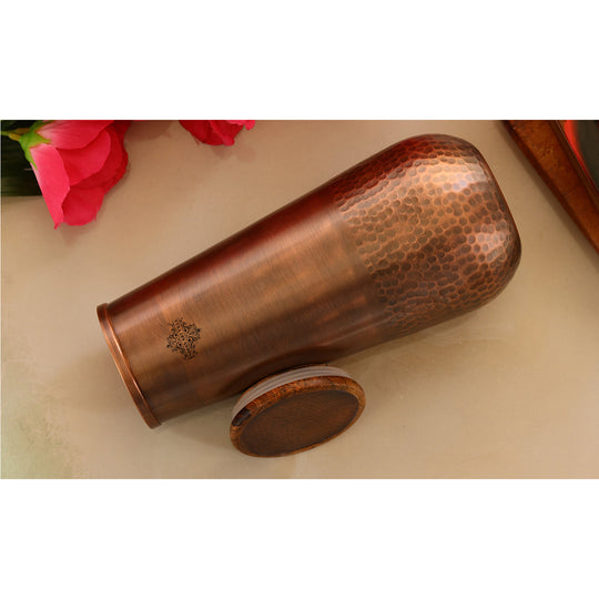 Copper Bedroom Bottle With Hammered Design & Lacquer Coated