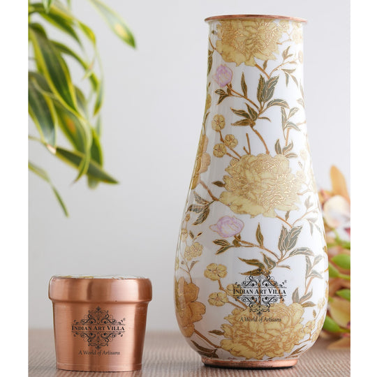 Pure Copper Bedroom Bottle with Golden Print Design 1500 ML