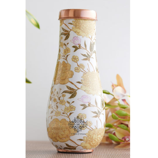 Pure Copper Bedroom Bottle with Golden Print Design 1500 ML