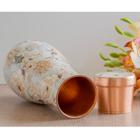 Pure Copper Bedroom Bottle with Golden Print Design 1500 ML