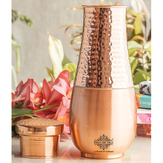 Copper Bedroom Bottle With Hammered Design & Lacquer Coated