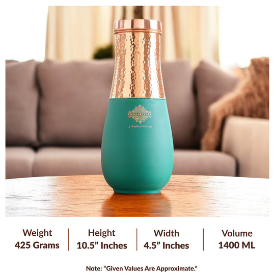 Pure Copper Bedroom Bottle - Half Hammered and Silk Finish Vase Shape