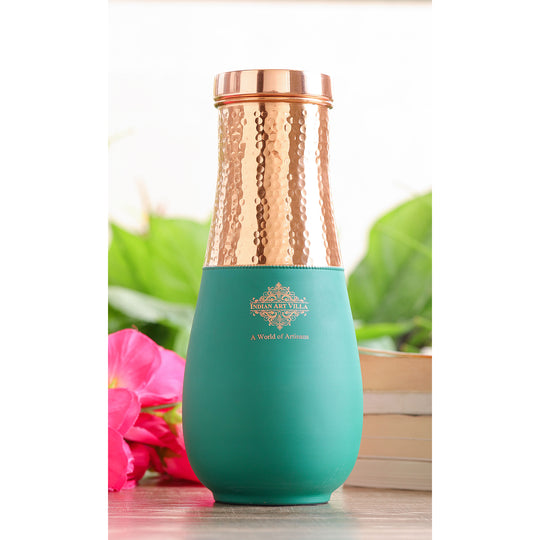 Pure Copper Bedroom Bottle - Half Hammered and Silk Finish Vase Shape