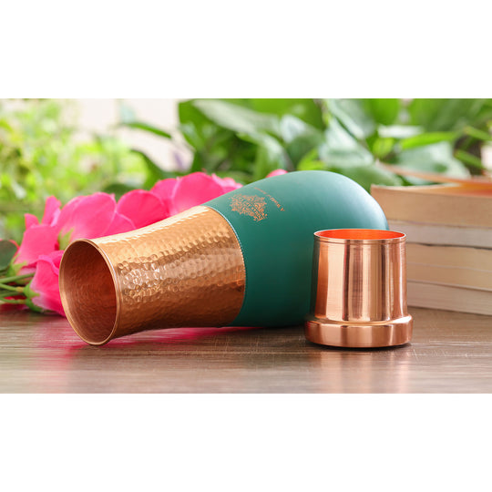 Pure Copper Bedroom Bottle - Half Hammered and Silk Finish Vase Shape