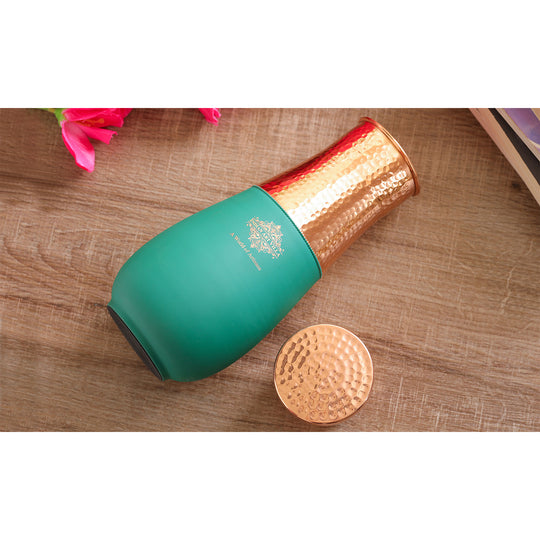 Pure Copper Bedroom Bottle - Half Hammered and Silk Finish Vase Shape