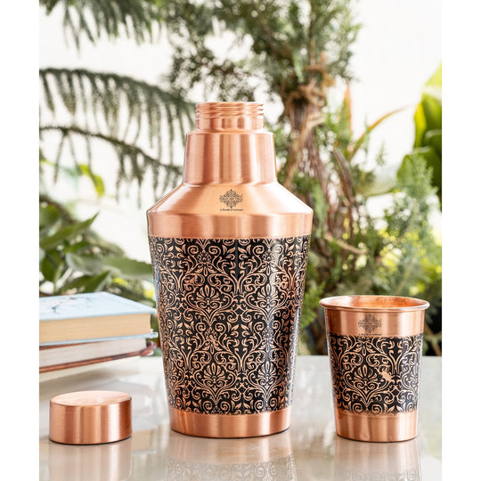 Pure Copper Matt & Hammered Jar 1250ML with Glass & Leak Proof Cap