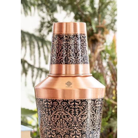 Pure Copper Matt & Hammered Jar 1250ML with Glass & Leak Proof Cap