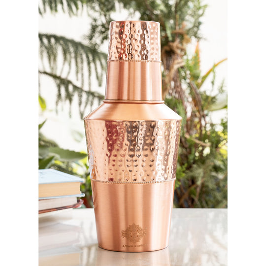 Pure Copper Matt & Hammered Jar 1250ML with Glass & Leak Proof Cap