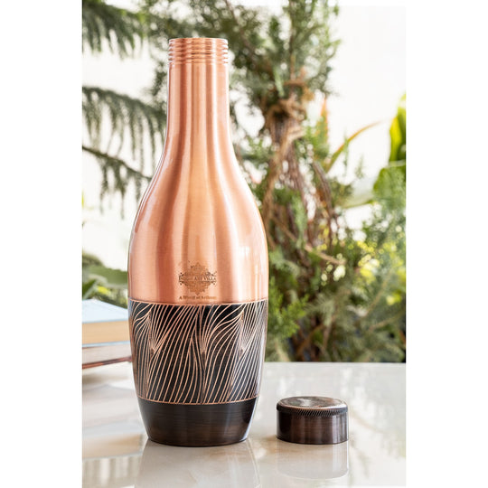 Pure Copper Zebra Embossed Designer Bedroom Bottle/Jar 1150 ML
