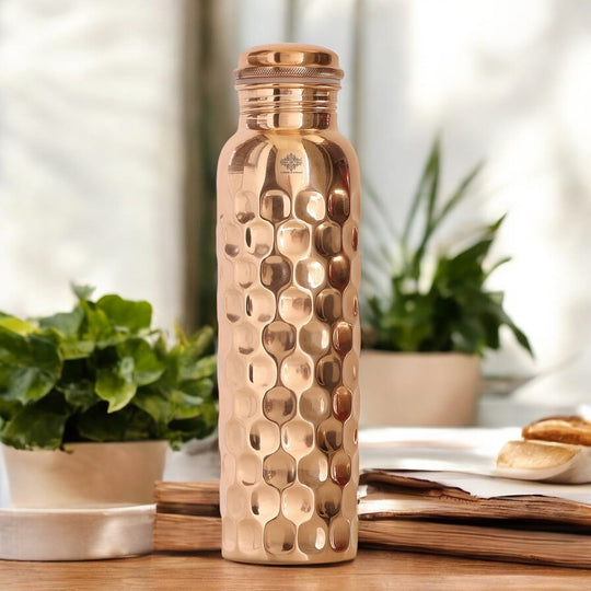 Pure Copper Water Bottle with Unique Artistic Designs – 900 ML