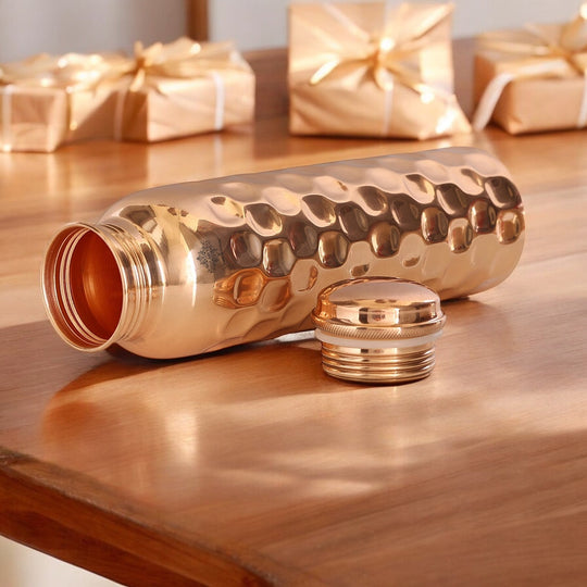 Pure Copper Water Bottle with Unique Artistic Designs – 900 ML
