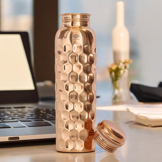 Pure Copper Water Bottle with Unique Artistic Designs – 900 ML