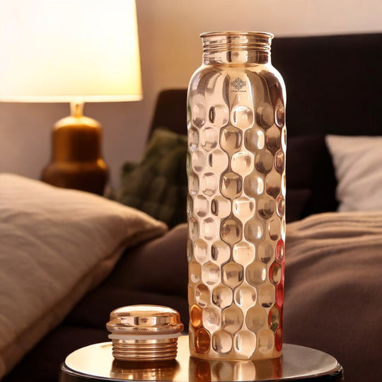 Pure Copper Water Bottle with Unique Artistic Designs – 900 ML