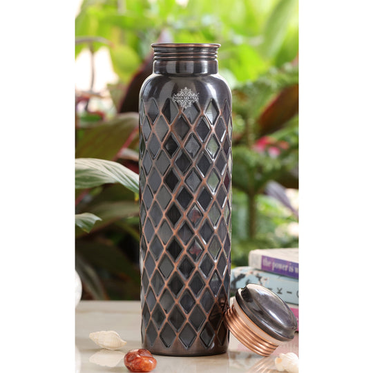 Antique Diamond Design Pure Copper Water Bottle -900ML