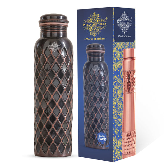 Antique Diamond Design Pure Copper Water Bottle -900ML