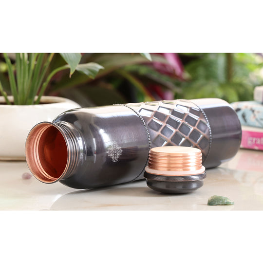 Antique Diamond Design Pure Copper Water Bottle -900ML