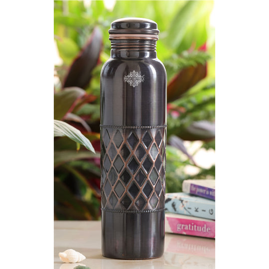 Antique Diamond Design Pure Copper Water Bottle -900ML