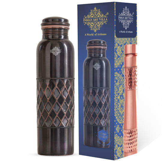 Antique Diamond Design Pure Copper Water Bottle -900ML
