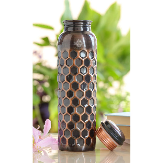 Antique Diamond Design Pure Copper Water Bottle -900ML
