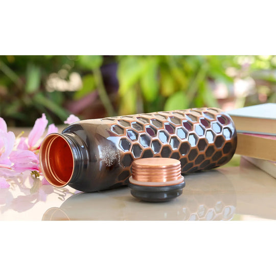 Antique Diamond Design Pure Copper Water Bottle -900ML