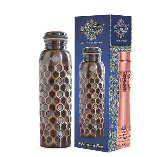Antique Diamond Design Pure Copper Water Bottle -900ML