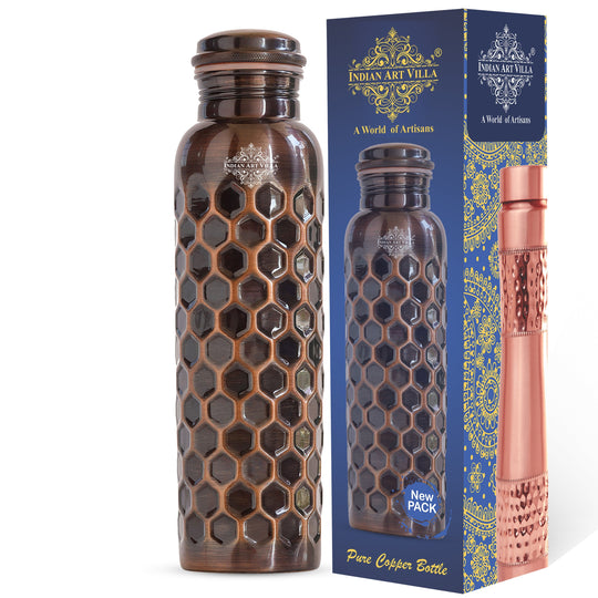 Antique Diamond Design Pure Copper Water Bottle -900ML