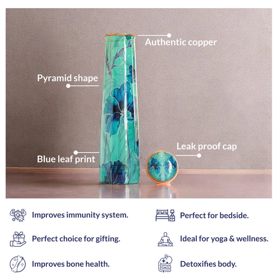 Pure Copper Bottle with Slim Tube Pyramid Shape – 750 ML