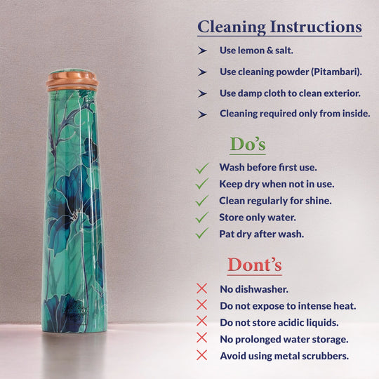 Pure Copper Bottle with Slim Tube Pyramid Shape – 750 ML