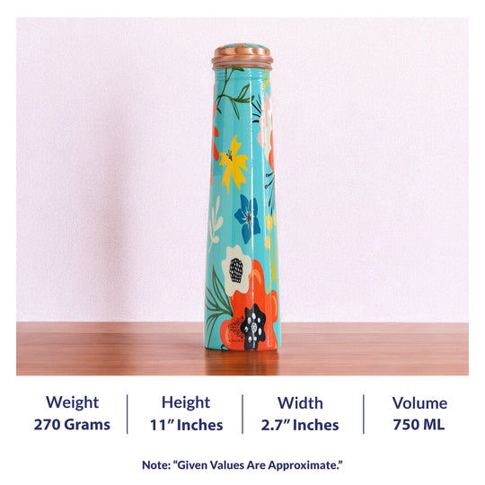 Pure Copper Bottle with Slim Tube Pyramid Shape – 750 ML