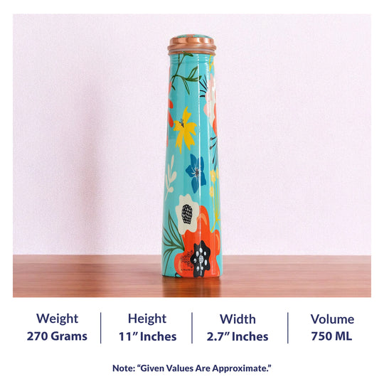 Pure Copper Bottle with Slim Tube Pyramid Shape – 750 ML