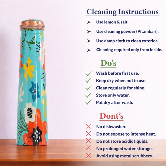 Pure Copper Bottle with Slim Tube Pyramid Shape – 750 ML