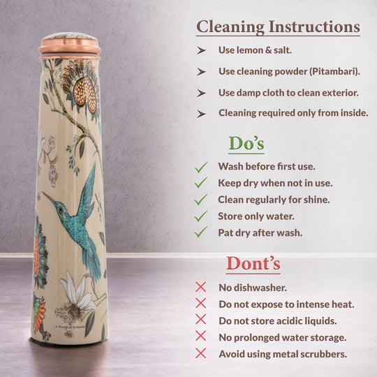 Pure Copper Bottle with Slim Tube Pyramid Shape – 750 ML