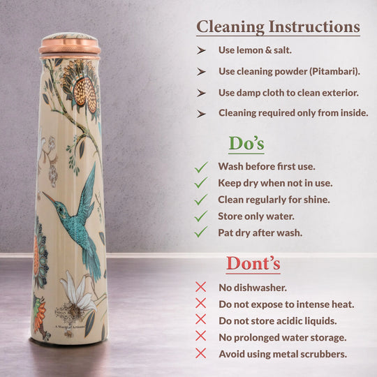 Pure Copper Bottle with Slim Tube Pyramid Shape – 750 ML