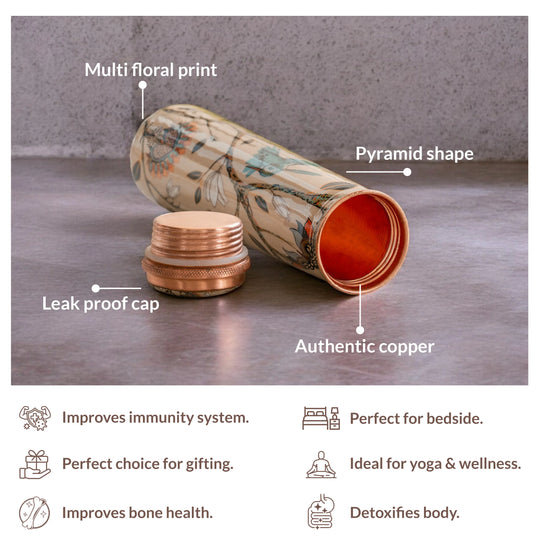 Pure Copper Bottle with Slim Tube Pyramid Shape – 750 ML