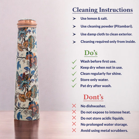 Pure Copper Bottle with Slim Tube Pyramid Shape – 750 ML