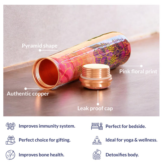Pure Copper Bottle with Slim Tube Pyramid Shape – 750 ML
