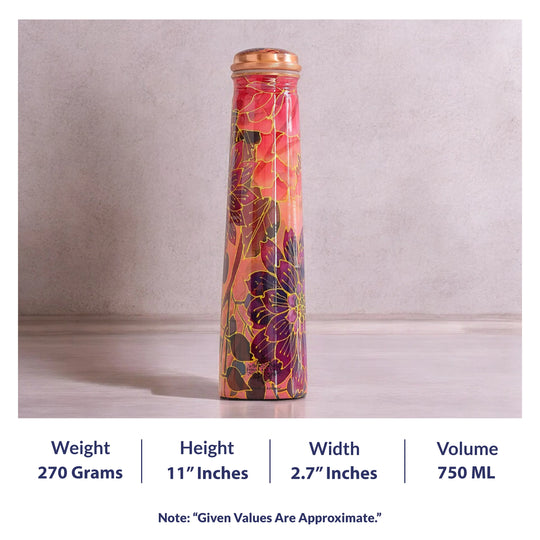 Pure Copper Bottle with Slim Tube Pyramid Shape – 750 ML