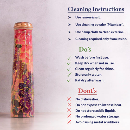 Pure Copper Bottle with Slim Tube Pyramid Shape – 750 ML