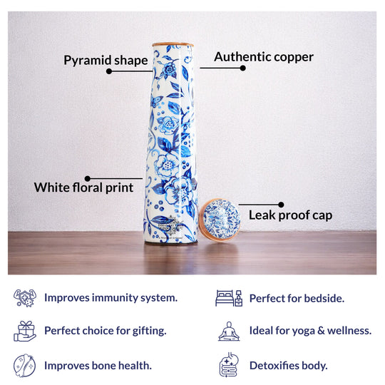 Pure Copper Bottle with Slim Tube Pyramid Shape – 750 ML