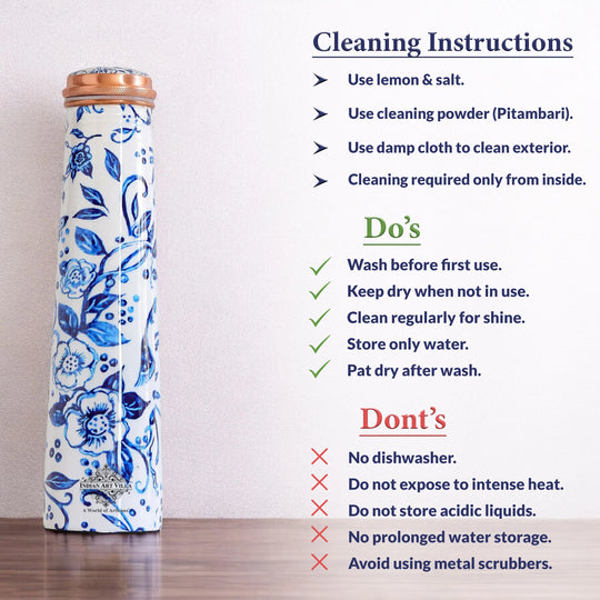 Pure Copper Bottle with Slim Tube Pyramid Shape – 750 ML