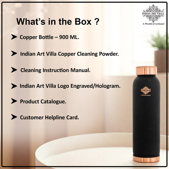 Pure Copper Water Bottle with Soft Silk  Finish Color-900 ML